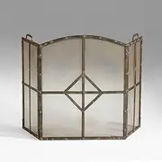 Fireplace Screen Guard, Fireplace Screen 3-Panel Vintage Red Copper-Tone Freestanding Metal Fireplace ScreenGuard Cover