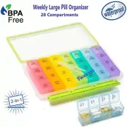 Damp-Proof Large 7 Day Pill Box- Moisture Free Lids Pill Organizer Holder