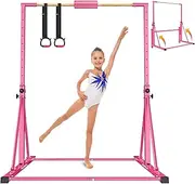 RINREA Foldable Gymnastics Bar, Gymnastics Kip Bar for Kids Ages 3-15 with Adjustable Height, Gymnastic Horizontal Training Bar 320 lbs Weight Capacity