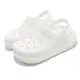 Crocs 超厚底洞洞鞋 Classic Crush Clog 白 全白 男女鞋 經典泡芙 布希鞋 卡駱馳 207521100