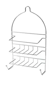 2-Tier Shower Caddy Bath Rack Chrome Hanging Hook Basket 25 x 10 x 43cm - Silver