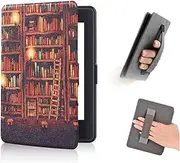 T Tersely Slimshell Case Cover with Hand Strap Belt for 7" All-New Kindle Paperwhite 12th 2024 or Kindle Colorsoft Signature Edition 2024, Magnetic Shell Cover - Library