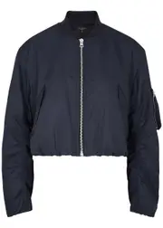 Rag & Bone Maggie Cropped Nylon Bomber Jacket - Dark Blue - L (UK14 / L) L (UK14 / L)