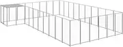 Extra Large Outdoor Dog Kennel 19.36 m² Silver Steel - Durable Powder-Coated Metal Construction with Water-Resistant Polyethylene Roof