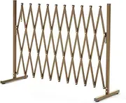 330CM Expandable Dog Gate, Metal Dog Fence Pet Barrier, Baby Gate No Drill Garden Foldable Portable Pet Gate for Stairways, Backyards, Kitchens and Doorways,Brown Yellow