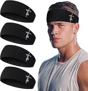 Cutecrop 4 Pcs Christian Sports Headbands for Men Women Sweat Bands Jesus Cross Faith Athletic Headband Workout Clothes Sweatband for Running