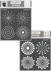 CrafTreat Mandala Dot Stencils for Painting on Wood, Canvas, Paper, Fabric, Floor, Wall and Tile - Dot Mandala Outline Floor Stencils - 2 Pcs - 6x6 Inches - Reusable DIY Art and Craft Supplies