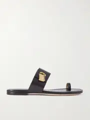 [TOM FORD] TOM FORD - Embellished Leather Flats - Dark brown - IT42 IT 42 Brown