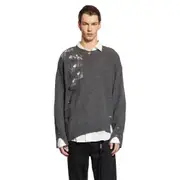 [ANN DEMEULEMEESTER] Waldon Destroyed Seed Stitch Sweater Grey