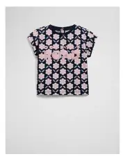 [Country Road] Organically Grown Cotton Sequin Logo T-shirt in Navy Floral Geo