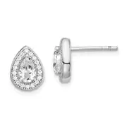 Sterling Silver Rhodium Plated Cz Post Earrings