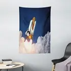 Outer Space Tapestry Rocket Lift Blast Print Wall Hanging Decor