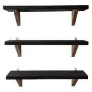 Handmade wall shelf simple set of 3 width 45cm black brown 996