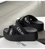 $750 NIB CELINE BLACK BLOCK SLIDES IN MESH WHITE LOGO JACQUARD PLATFORM SZ 41 10