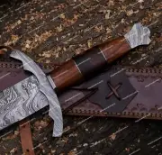 Magnificent Handmade Damascus Steel Viking Sword, Knight Templar Sword