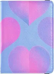 [Amooorous] Pink Blue Gradient Valentine Love Leather decorative passport book holder Vaccine Case Protector Cover Document Organizer Holder Accessories Lightweight, Pink blue gradient Valentine love, 1 size