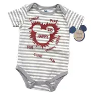 Disney Junk Food Baby Mickey Mouse Striped Bodysuit Size 3-6M Gray