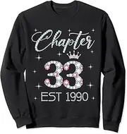 [X.Style] Chapter 33 EST 1990 33rd Birthday Tee for Women Ladies Sweatshirt ds1085 Sweater (2XL) Black