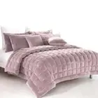 Alastairs Augusta Faux Mink Quilt Bedspread Comforter Set Blush Pink Super King