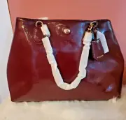 Coach Saffiano Leather Chain Tote Bag in Sherry NWT