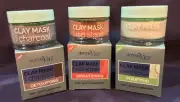 ABOXOV® 3 x 50ml DERMA V10 Clay Red Algae & Eucalyptus Face Mask & Walnut Shell