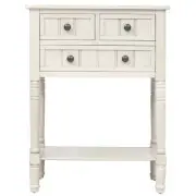 Qualler 24 in. Rectangle Ivory White Wood Console Table with 3-Storage Drawers
