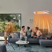 New Wall Mounted Heater Patio Heaters for Outdoor 2-in-1 Outdoor Heaters（use with Stand & Mount to Ceiling/Wall） 3s Heating 1500W Infrared Electric Patio Heater with Tripod, IP65 Waterproof,1500w