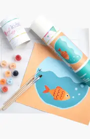 Pink Picasso Kits Gertie Goldfish Paint by Numbers Kit in Orange /Teal at Nordstrom One Size Orange/Teal