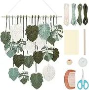 FREEBLOSS Macrame Wall Hanging Leaves Macrame Monstera Wall Hanging Tapestry DIY Macrame Kit for Beginners with Instruction Macrame Wall Hanging Kit for Adults Home Decoration