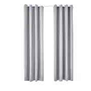 2X Blockout Curtains Thermal LIGHTGREYout Curtains Fabric Pair Eyelet Light Grey
