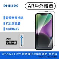 在飛比找蝦皮商城優惠-PHILIPS 飛利浦 iPhone 14戶外增透鋼化玻璃保