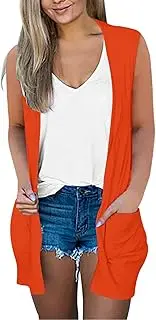 [Generic] Vintage Cardigan Plus Size, Spring Jackets Beige Insulated Jackets for Women Cardigans Plus Size Orange Puffer Coat Womens Cropped Ladies Sleeveless Black Blazer Coats