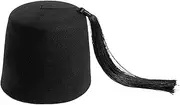 [HOHOKANG] Fez Hat Folkloric Turkish Fez Orientals Tarboosh Tarboush with Black Tassels Felt Wool Hats Ottoman Caps