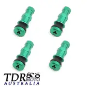4x Green Aluminum Car Tubeless Wheel Tire Valve Stem Bolt-in Caps Wheels Rim