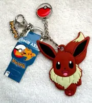 Pokemon Eevee Soft Rubber Character with Pokemon Charms Key Ring Keychain-New!