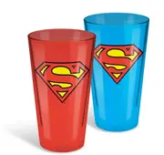 Superman Set of 2 Metallic Look Conical Drinking Glasses
