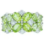 Gold Coast Platinum Plated Green Peridot Flower Burst Statement Ring Size 7