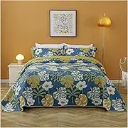 Quilt Sets Queen Size - 3 Piece Cotton Quilts Reversible Bedspreads Floral Pattern Coverlets Bedding Set All Season Bedcover (1 Quilt,2 Pillow Shams) (Color : D, Size : 250x230cm-50x70cm x2)