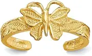 [JewelryWeb] 14k Yellow Gold Textured Polished Butterfly Angel Wings toe ring-toe ring for Women