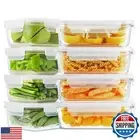 Bayco 8 Pack Glass Food Storage , Meal Prep Containers, Airtight with Lids -