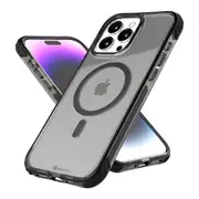iPhone 15 Plus Transparent Drop-Resistant Case Cover - Strong Build, MagSafe Compatible, Scratch Protection, Shock Absorption - Clear Black
