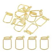 10Pcs Bottle Shape Alloy Open Back Bezel Pendants Resin Frame Gold Tone