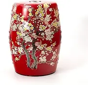 Garden Decorative Stool, Ceramic Circular Glazed Pattern is Suitable for Garden, Courtyard, Lawn Drum Stool
