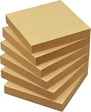 Sticky Notes 3x3 Self-Stick Notes Pads with 6 Bright Colors, Easy to Post for Office, School, Home, 6 Pads/Pack, 100 Sheets/Pad(Kraft Paper)