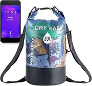 [Generic] Waterproof Dry Bag - Lightweight Dry Bag Waterproof Roll Top Backpack with Phone Case - 20L Portable Storage Transparent Large Capacity Pack for Boating, Swimming, Paddle Boarding
