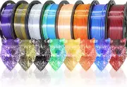 8 Spools Dual Color Silk PLA 3D Printer Filament Bundle, Silk White/Black, Red/B