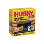 Husky HK42WC020B 20 Count Heavy Duty 42 Gallon 3 Mil Contractor Black Bags