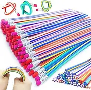 Guuozzli 45 Pack Flexible Soft Pencil,7.1 Inch Magic Bend Pencils,Soft Novelty Pencil with Eraser for Kids Gift Students School Classroom Supplies