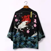Men Sakura Kimono Japanese Yukata Cardigan Coats Jacket Bathrobe Harajuku Loose