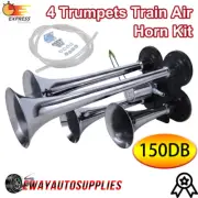 4-Trumpet 150DB Train Horn Kit Metal Air Horn For Truck Train Boat Car Universal (for: Ford)